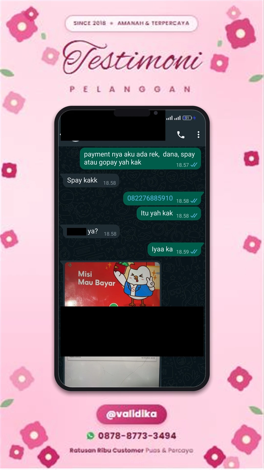 Bukti testimoni pelanggan