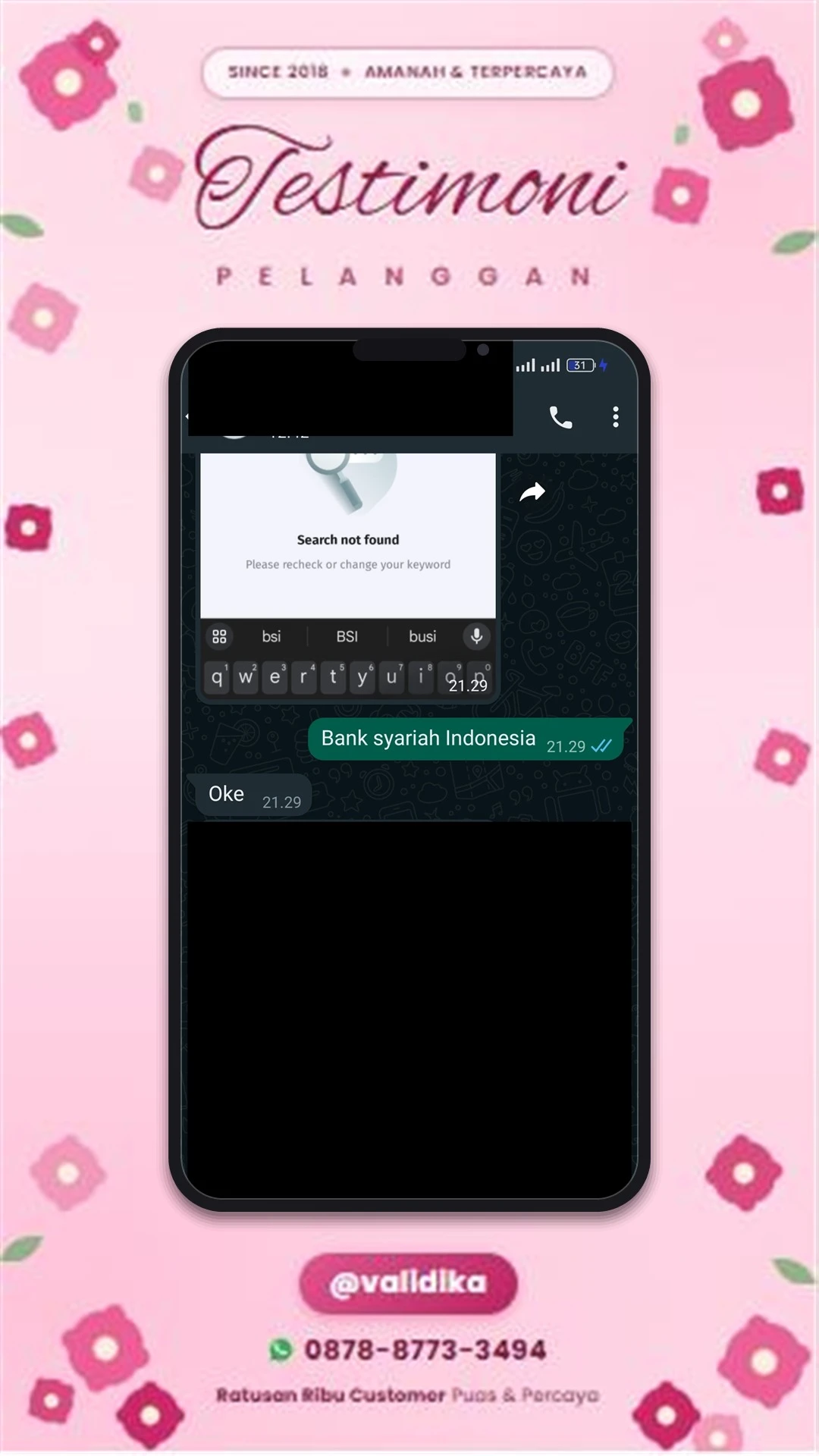 Bukti testimoni pelanggan