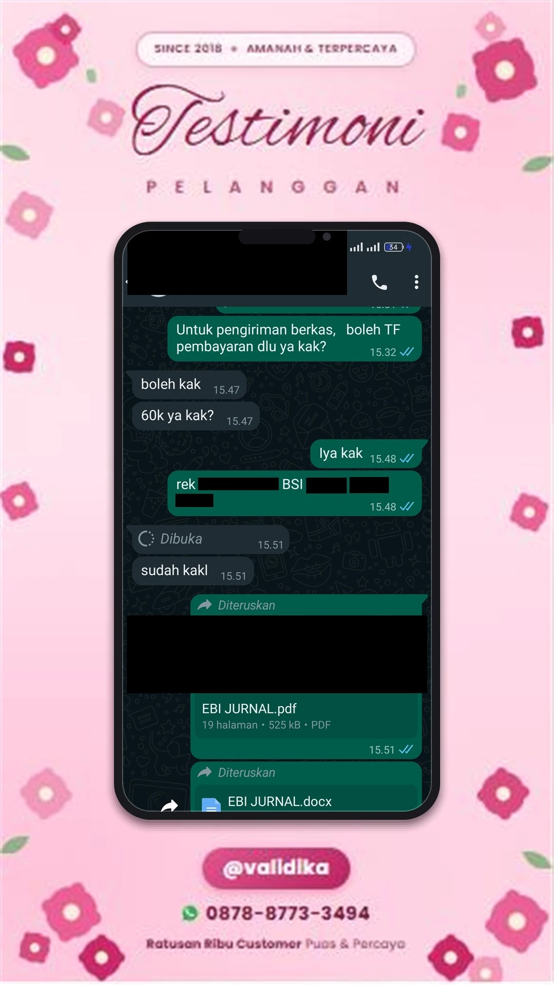 Bukti testimoni pelanggan