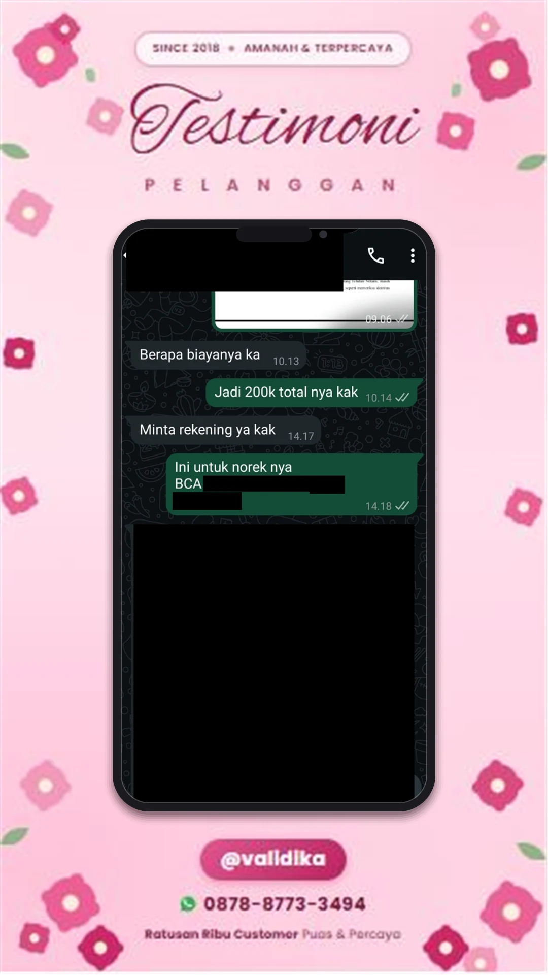 Bukti testimoni pelanggan