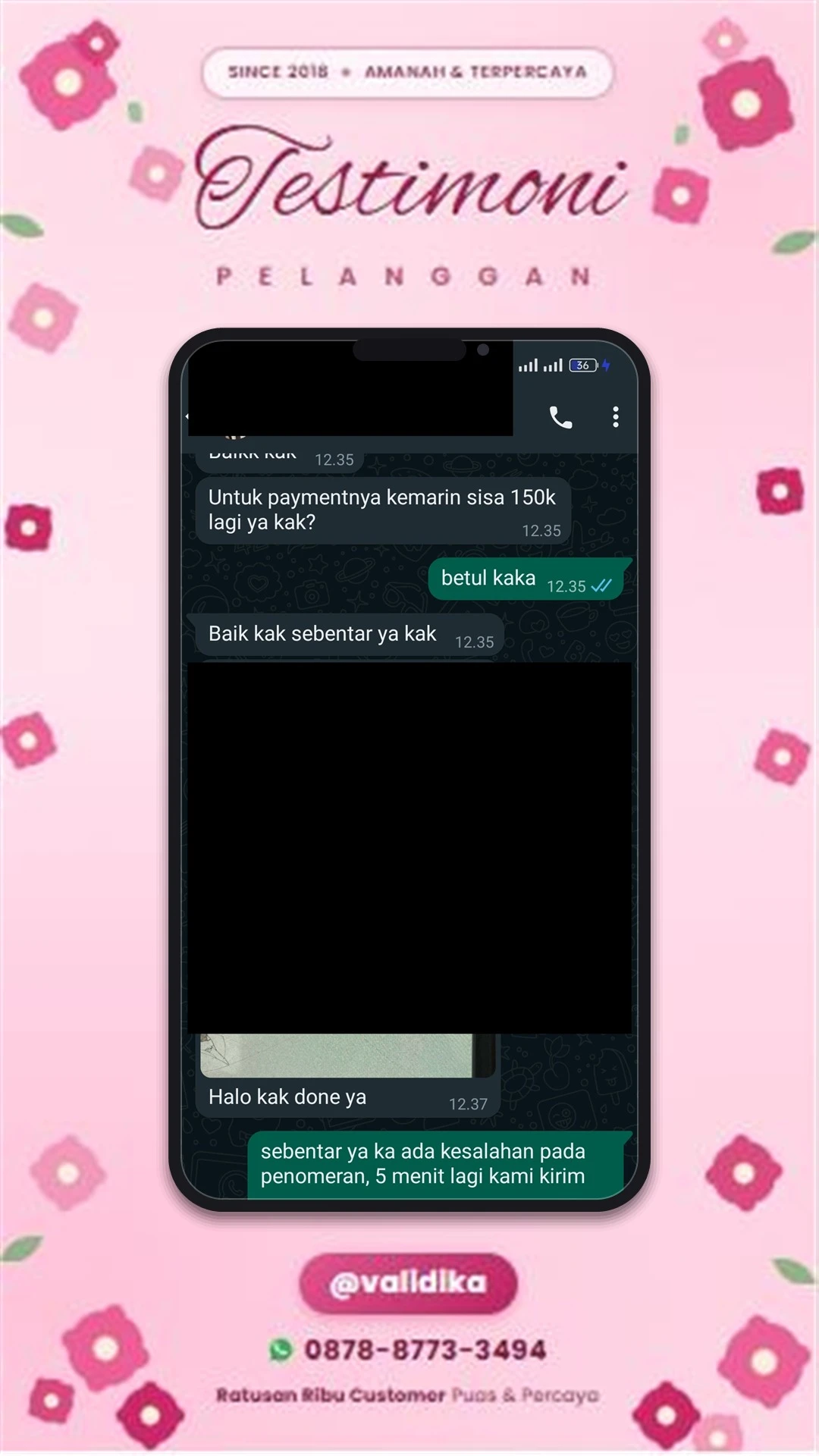 Bukti testimoni pelanggan