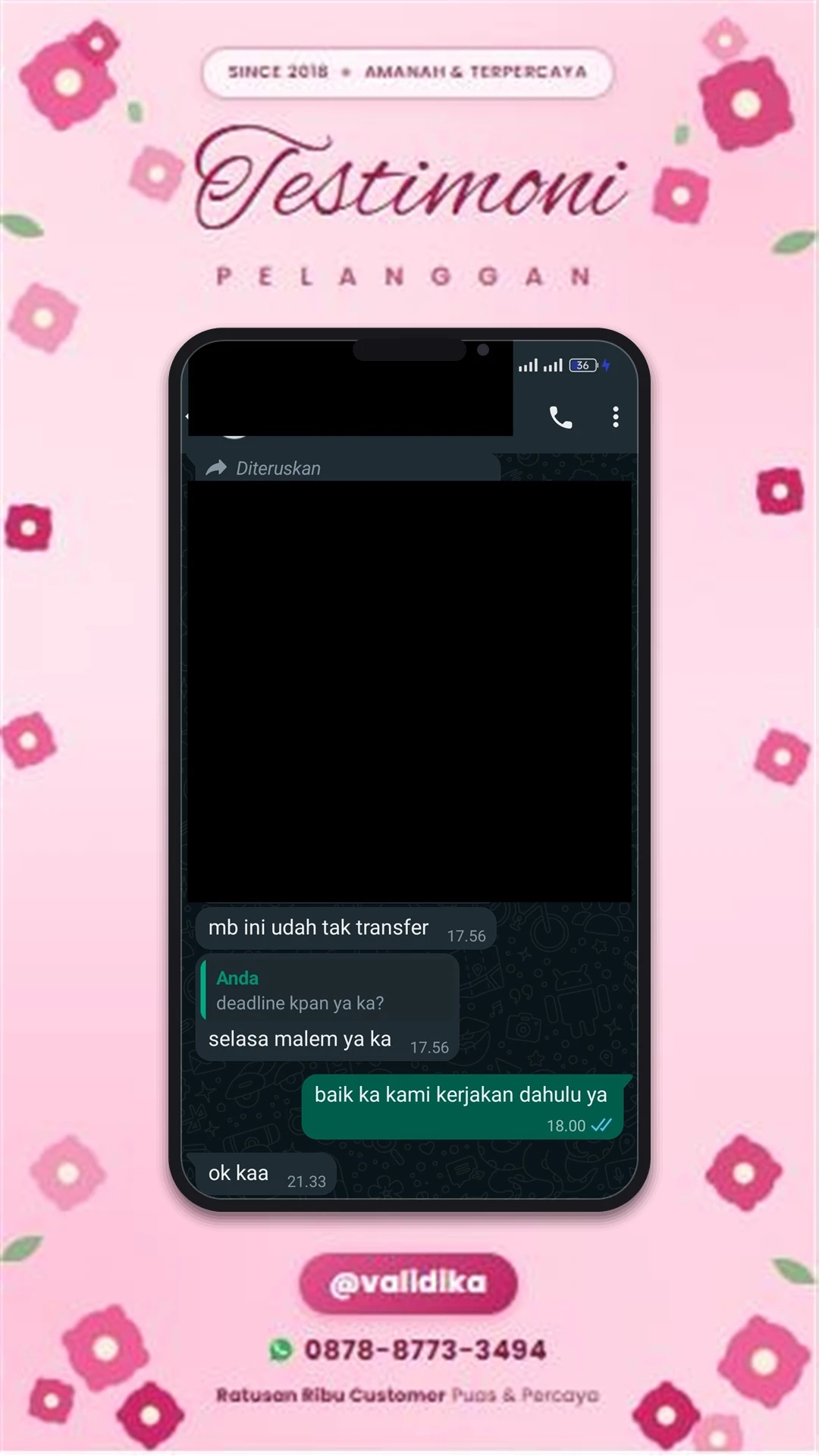 Bukti testimoni pelanggan