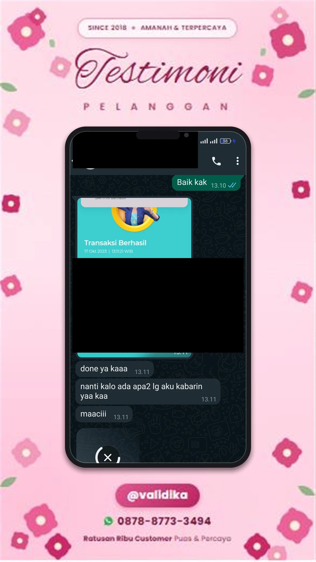 Bukti testimoni pelanggan
