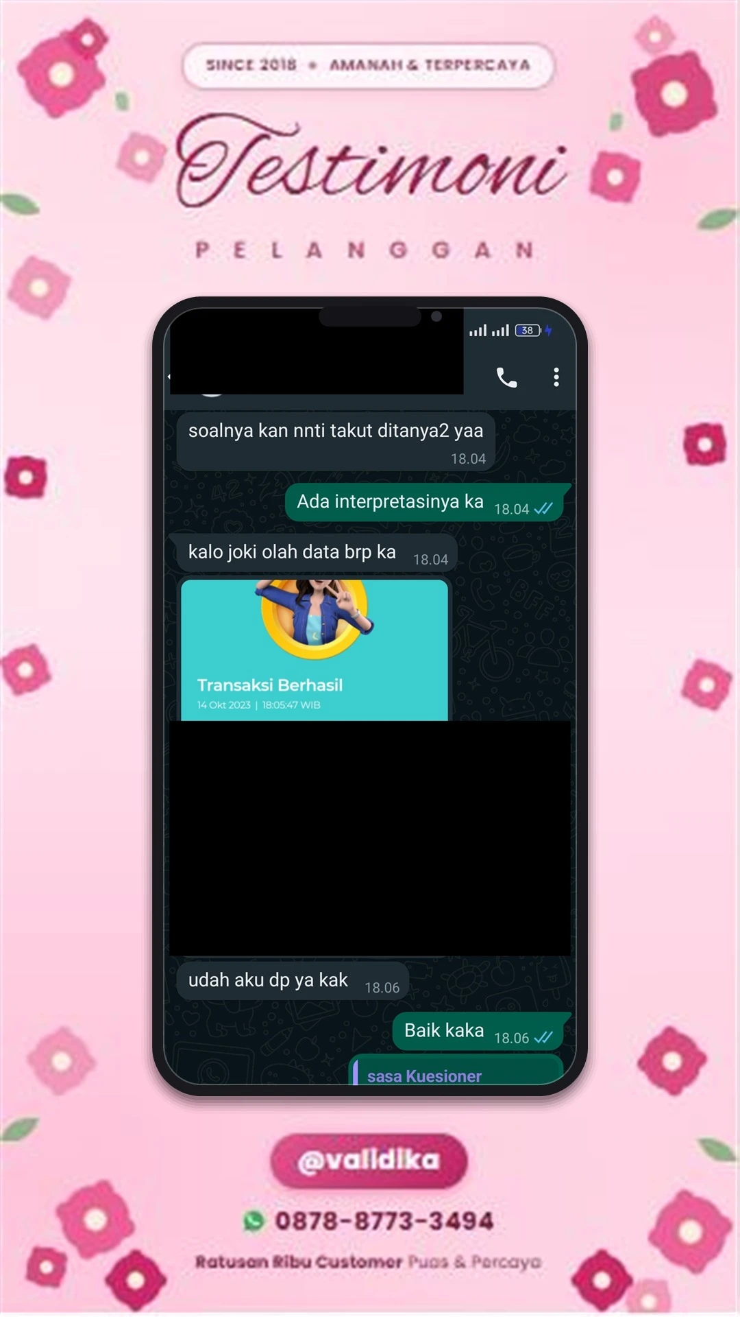 Bukti testimoni pelanggan