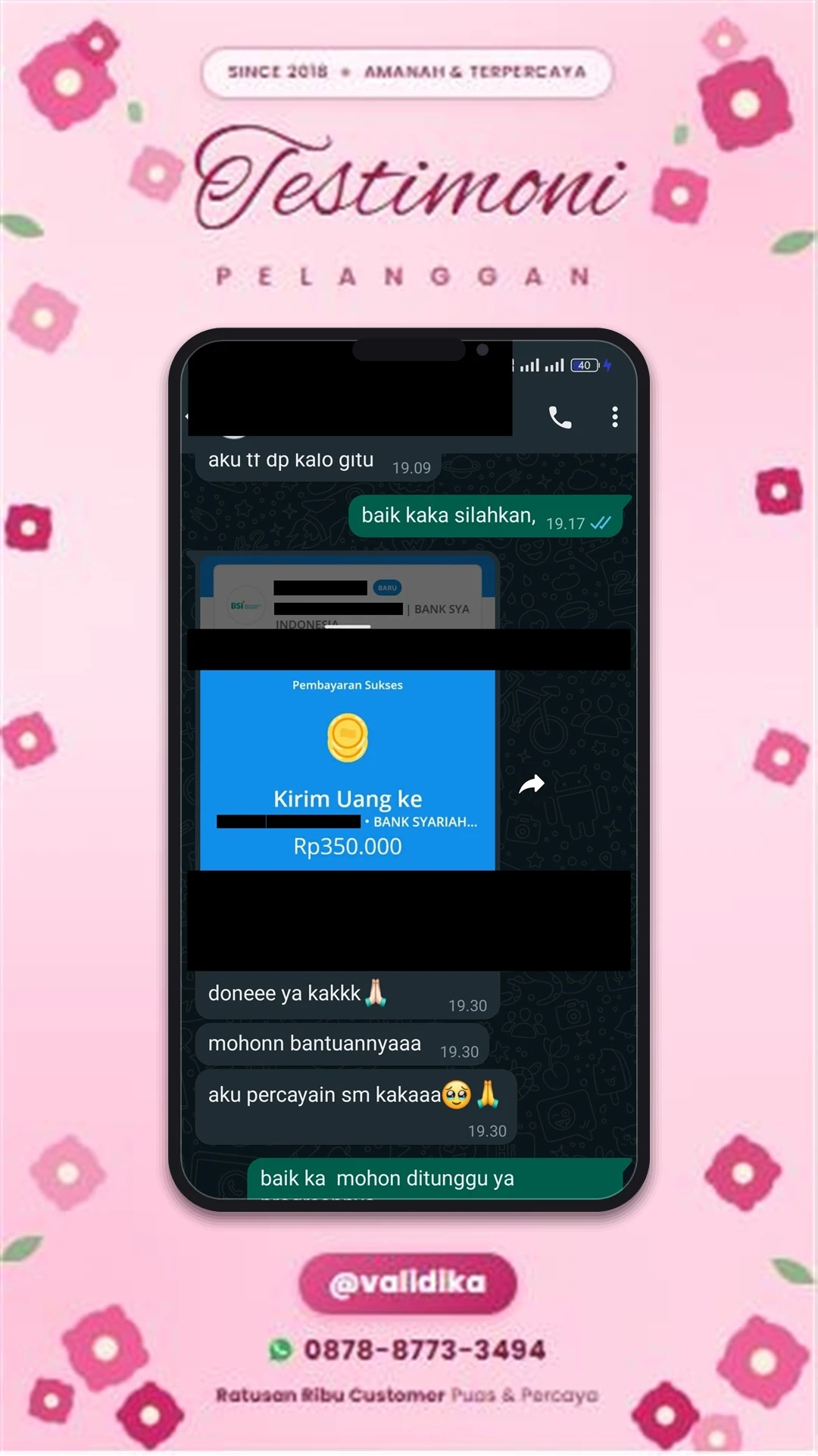Bukti testimoni pelanggan