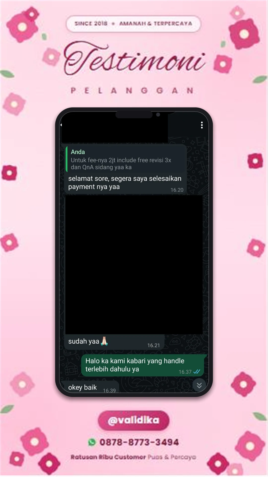 Bukti testimoni pelanggan