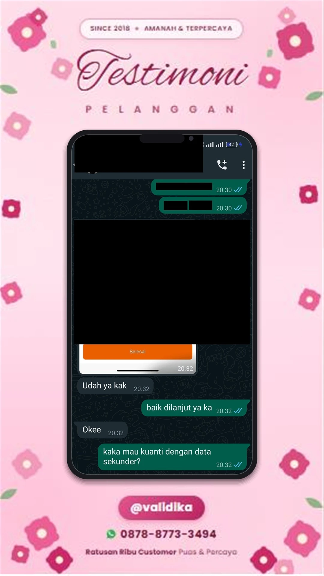 Bukti testimoni pelanggan