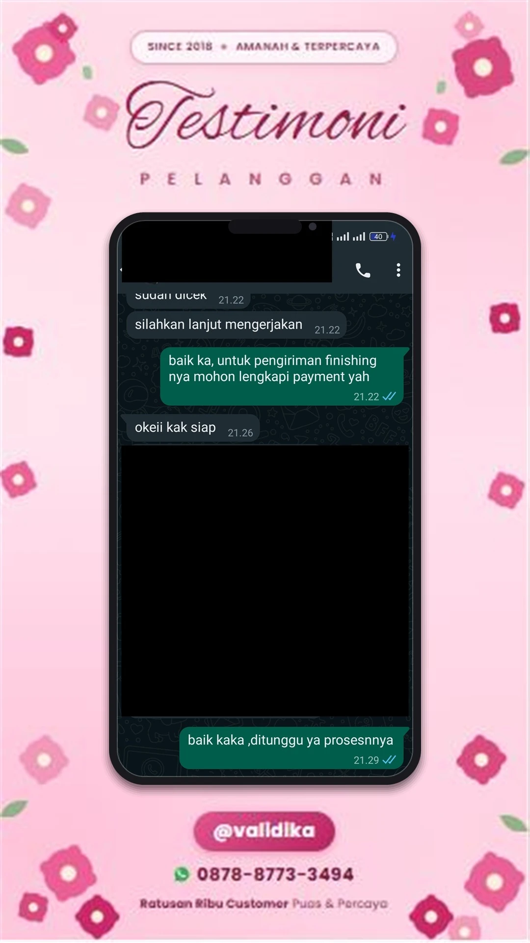 Bukti testimoni pelanggan