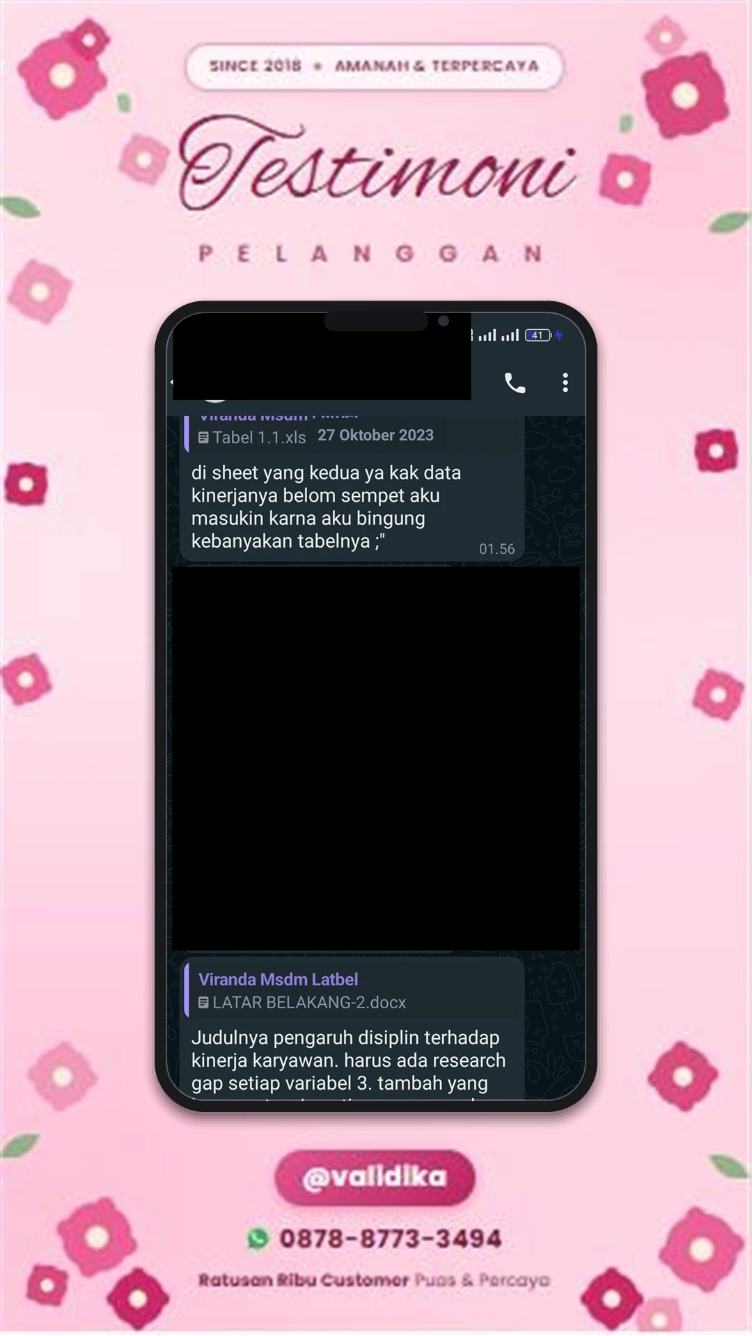 Bukti testimoni pelanggan