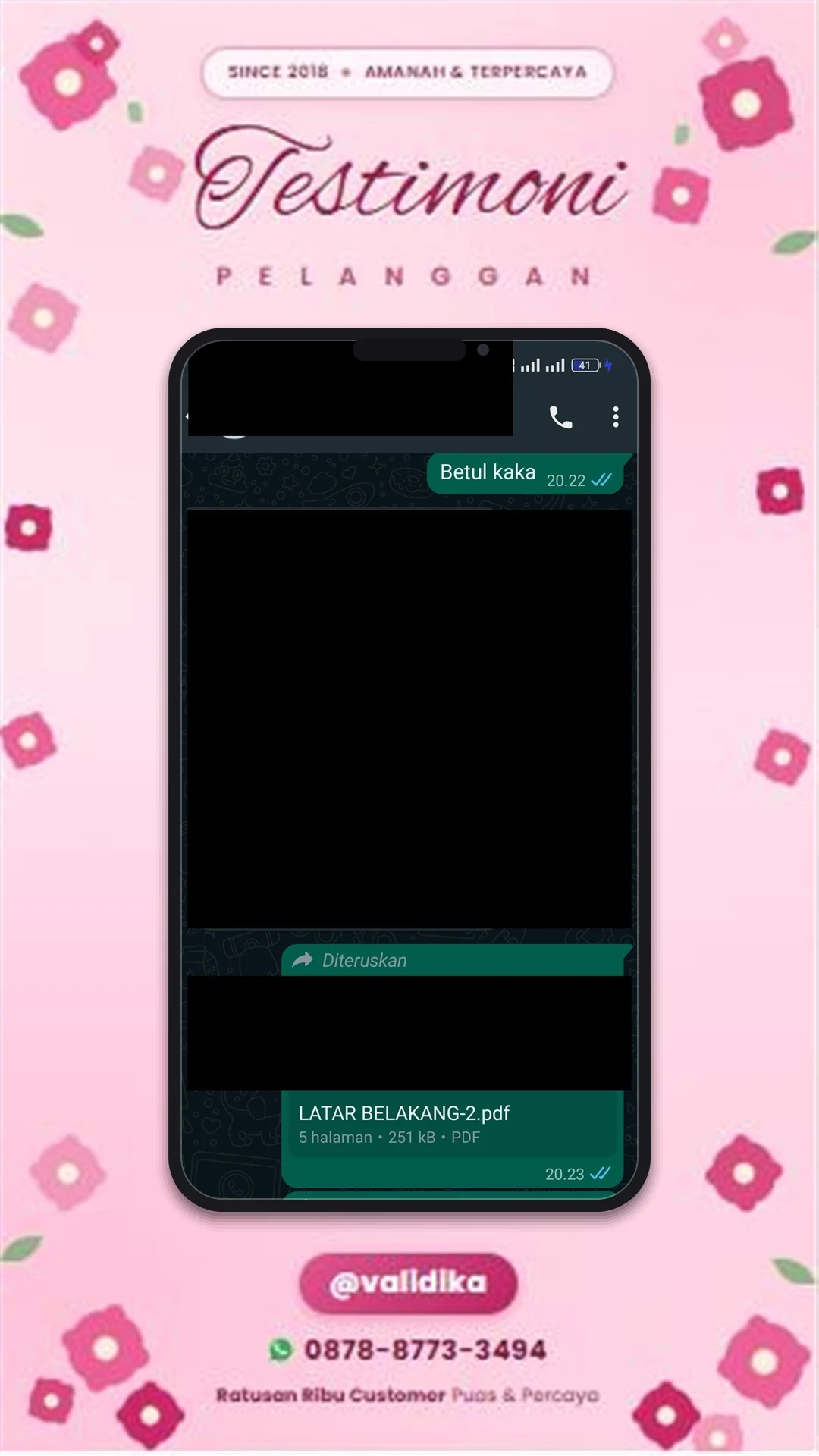 Bukti testimoni pelanggan