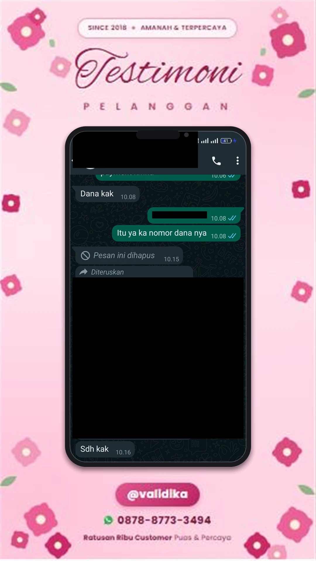 Bukti testimoni pelanggan