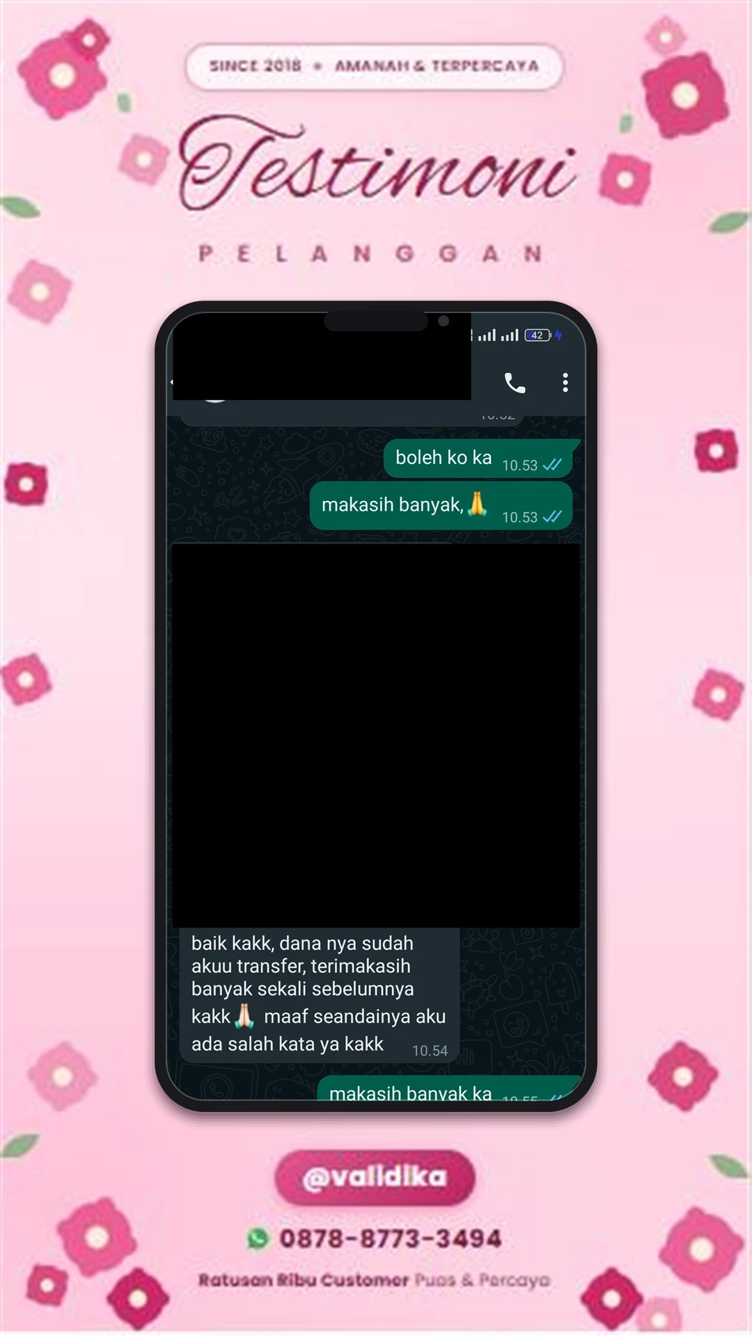 Bukti testimoni pelanggan