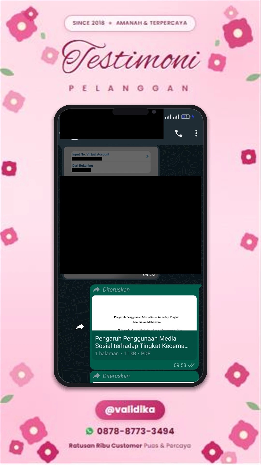 Bukti testimoni pelanggan