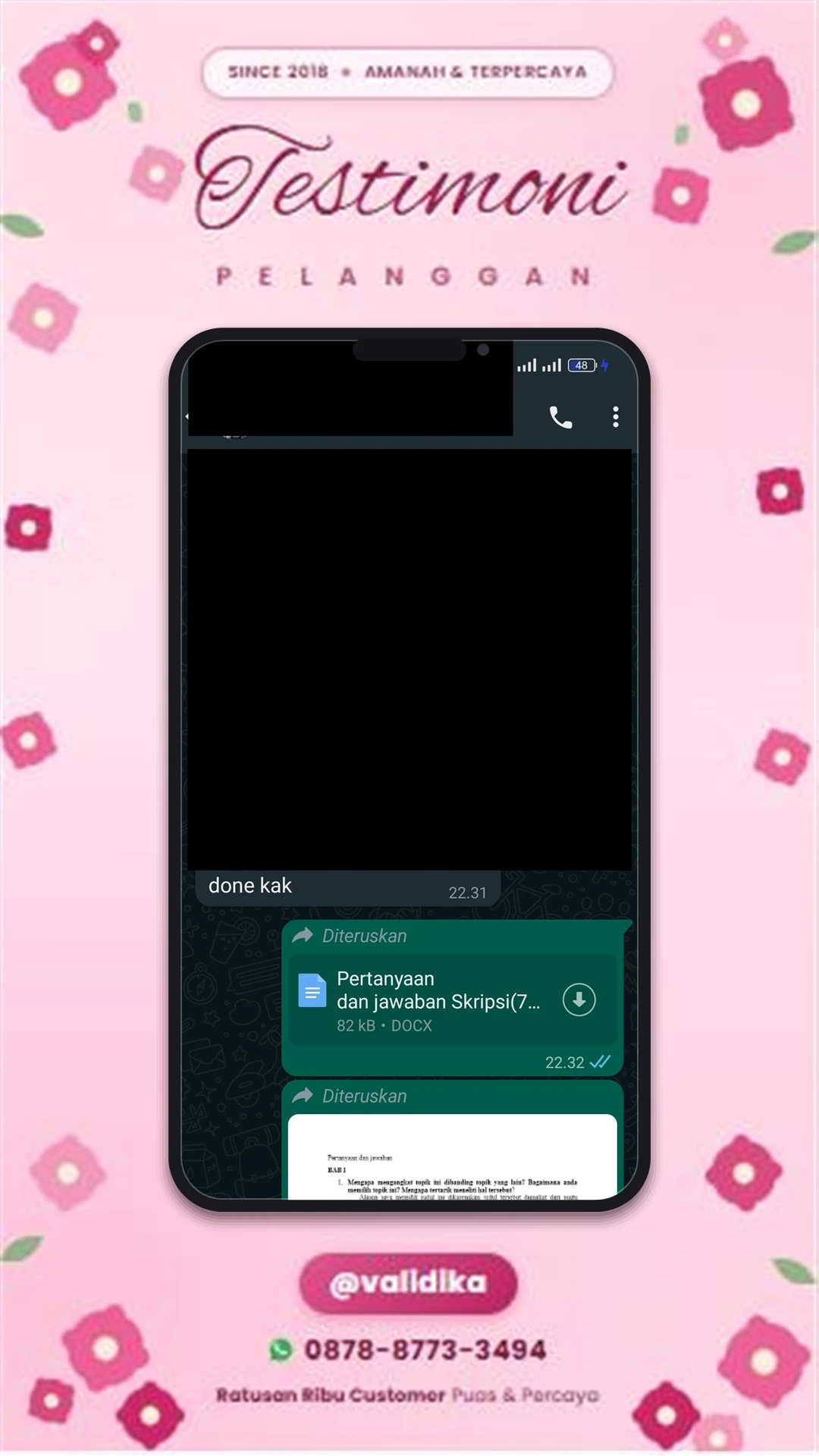 Bukti testimoni pelanggan