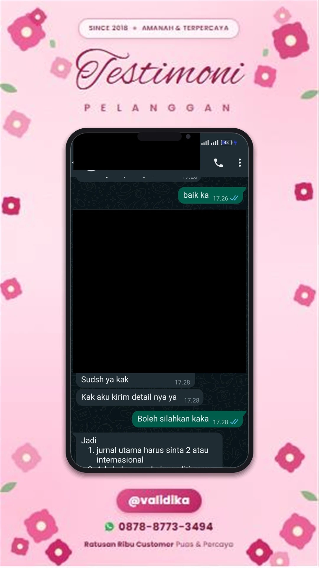 Bukti testimoni pelanggan