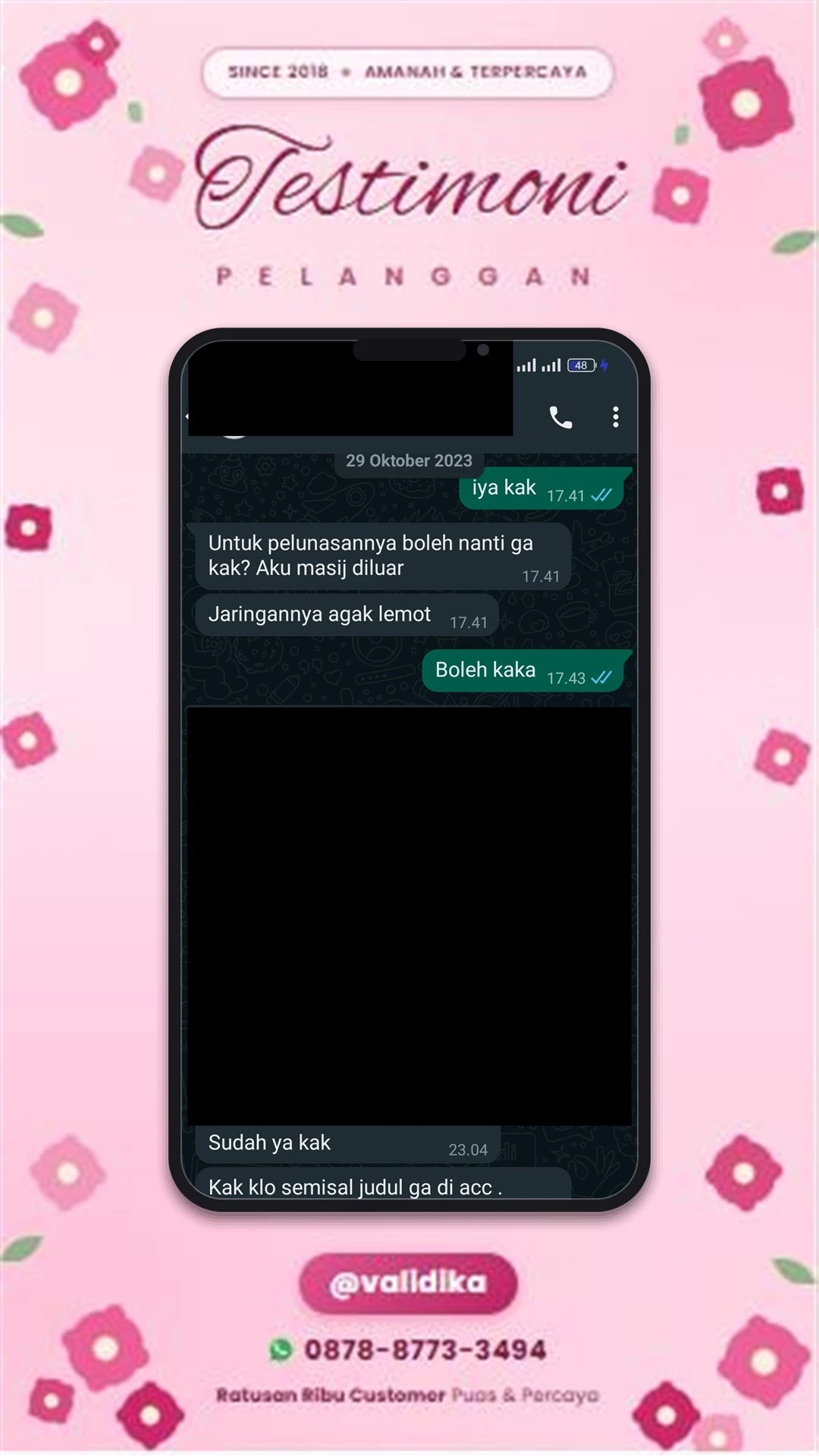 Bukti testimoni pelanggan
