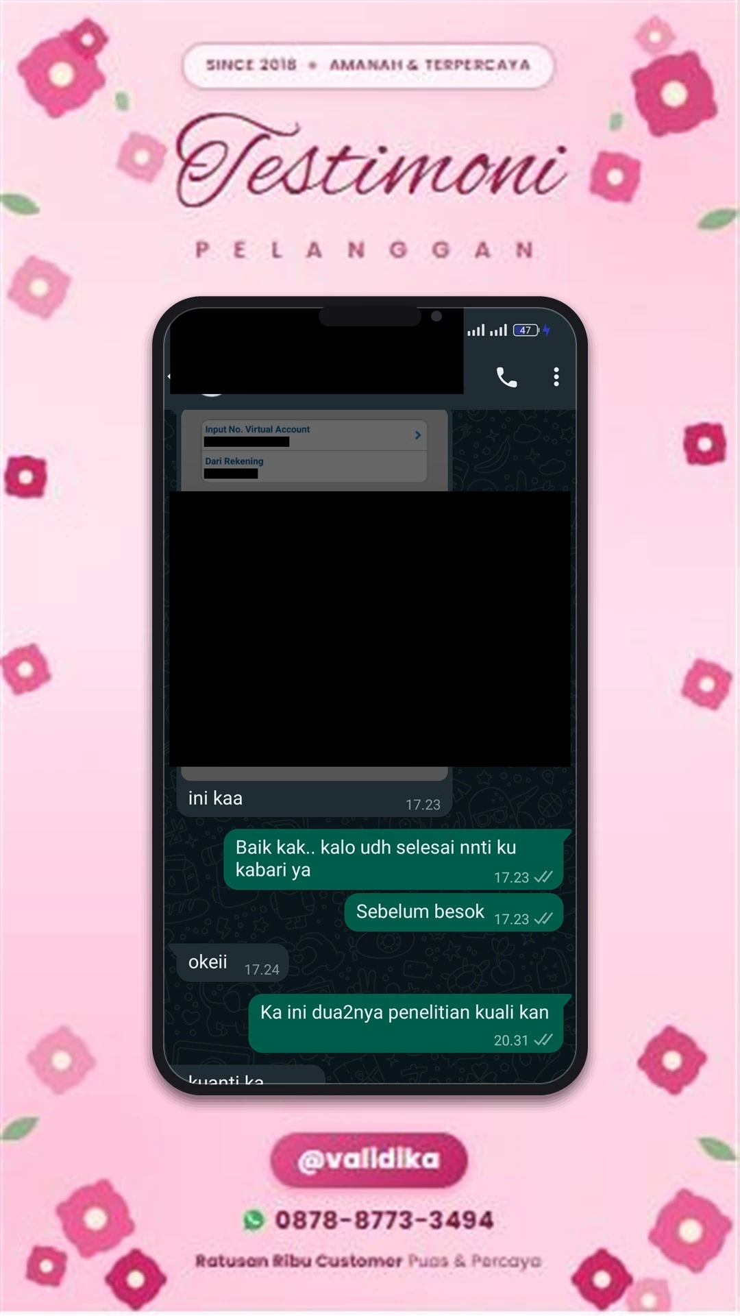 Bukti testimoni pelanggan
