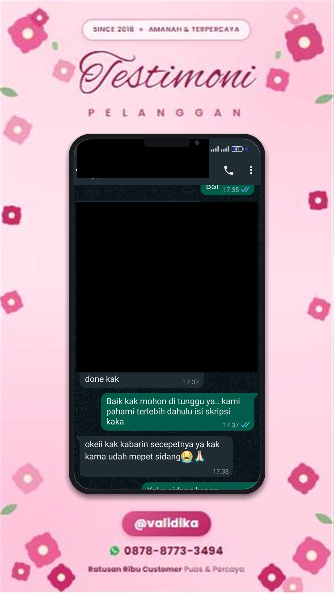 Bukti testimoni pelanggan