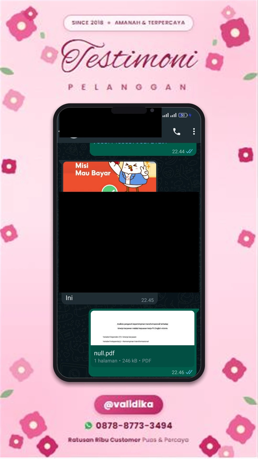 Bukti testimoni pelanggan