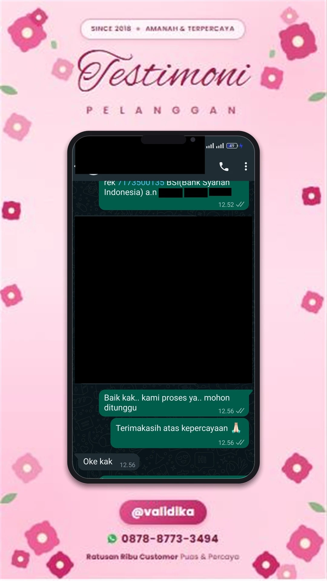 Bukti testimoni pelanggan