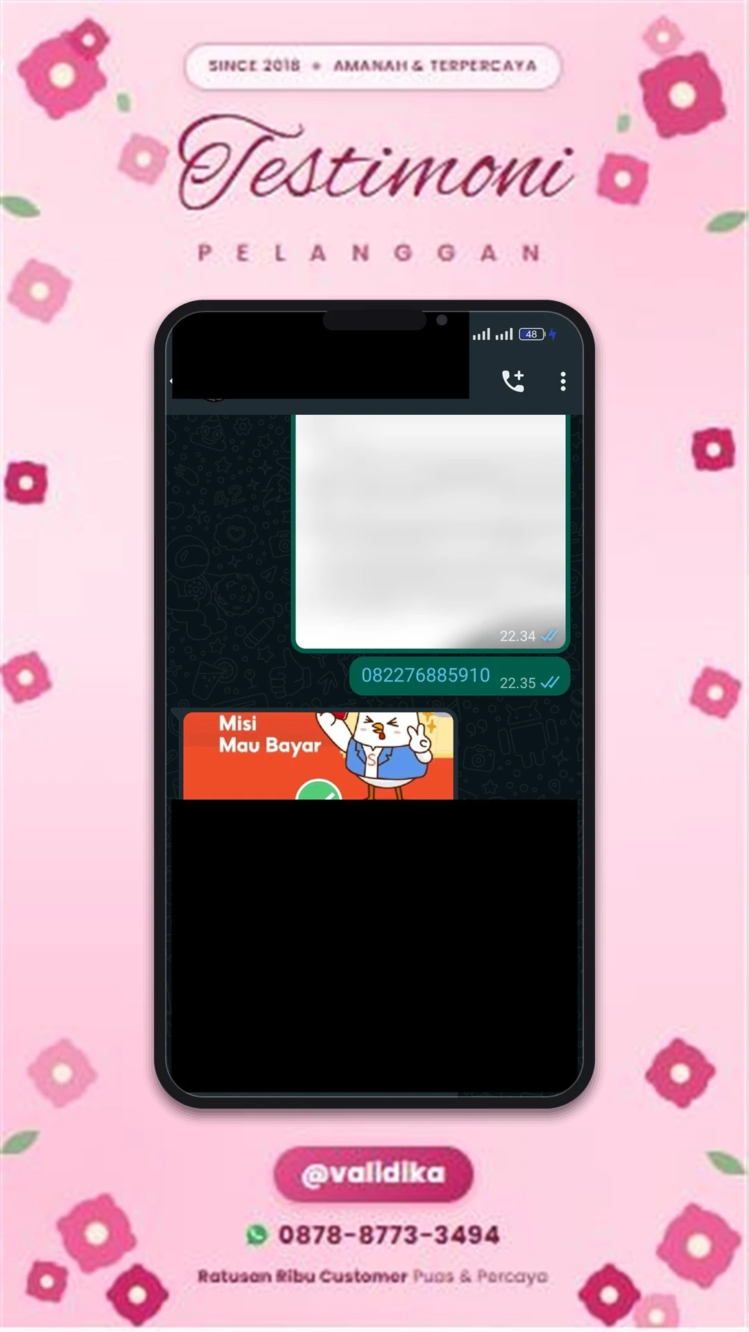 Bukti testimoni pelanggan