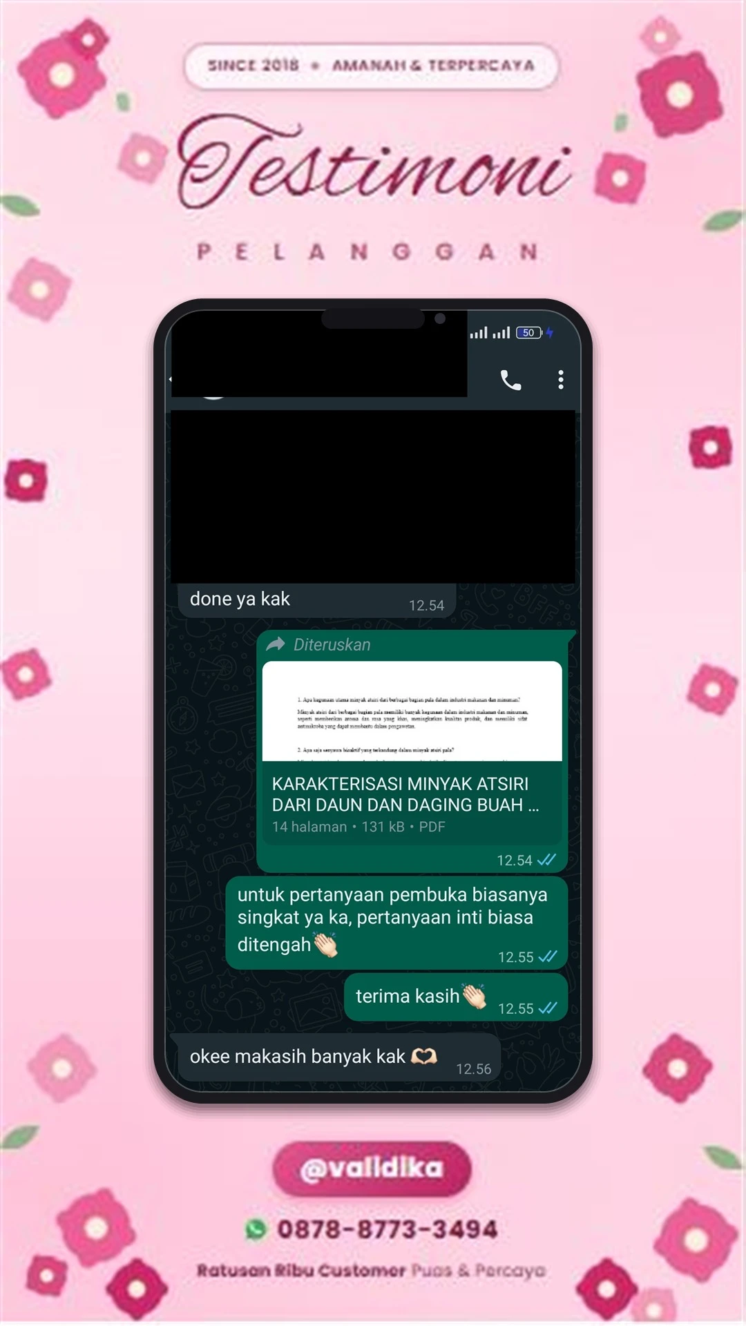 Bukti testimoni pelanggan