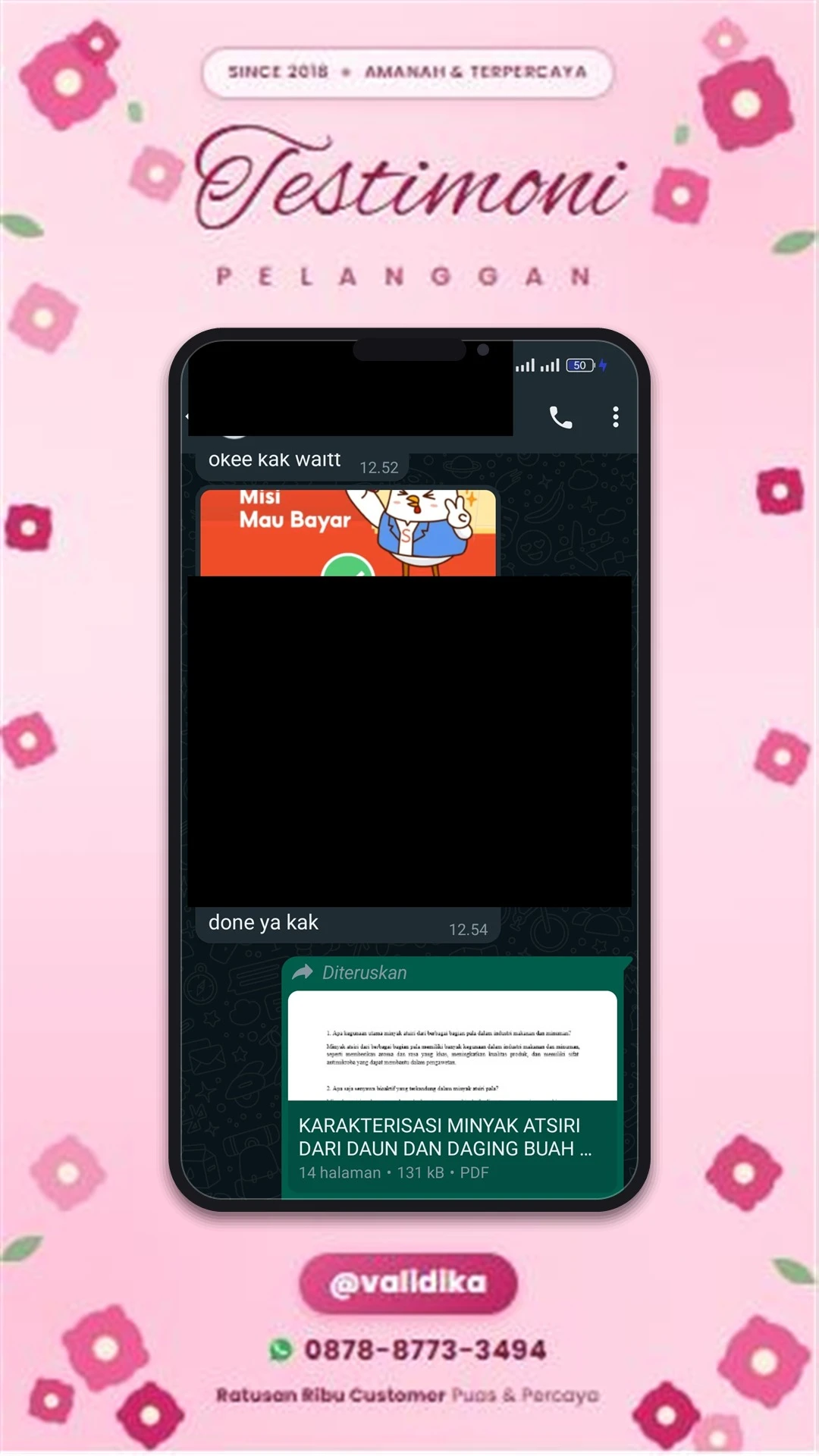 Bukti testimoni pelanggan