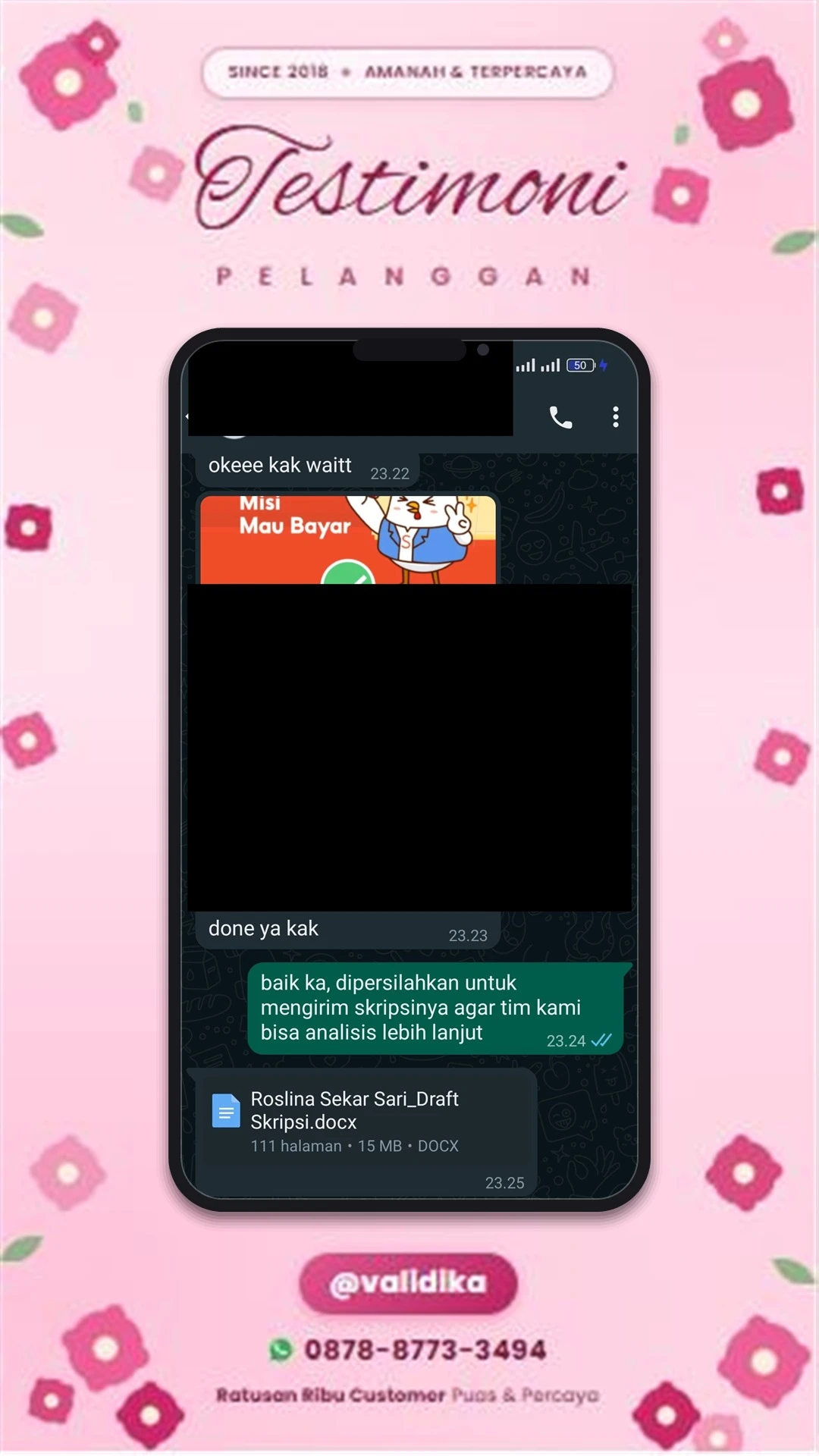 Bukti testimoni pelanggan