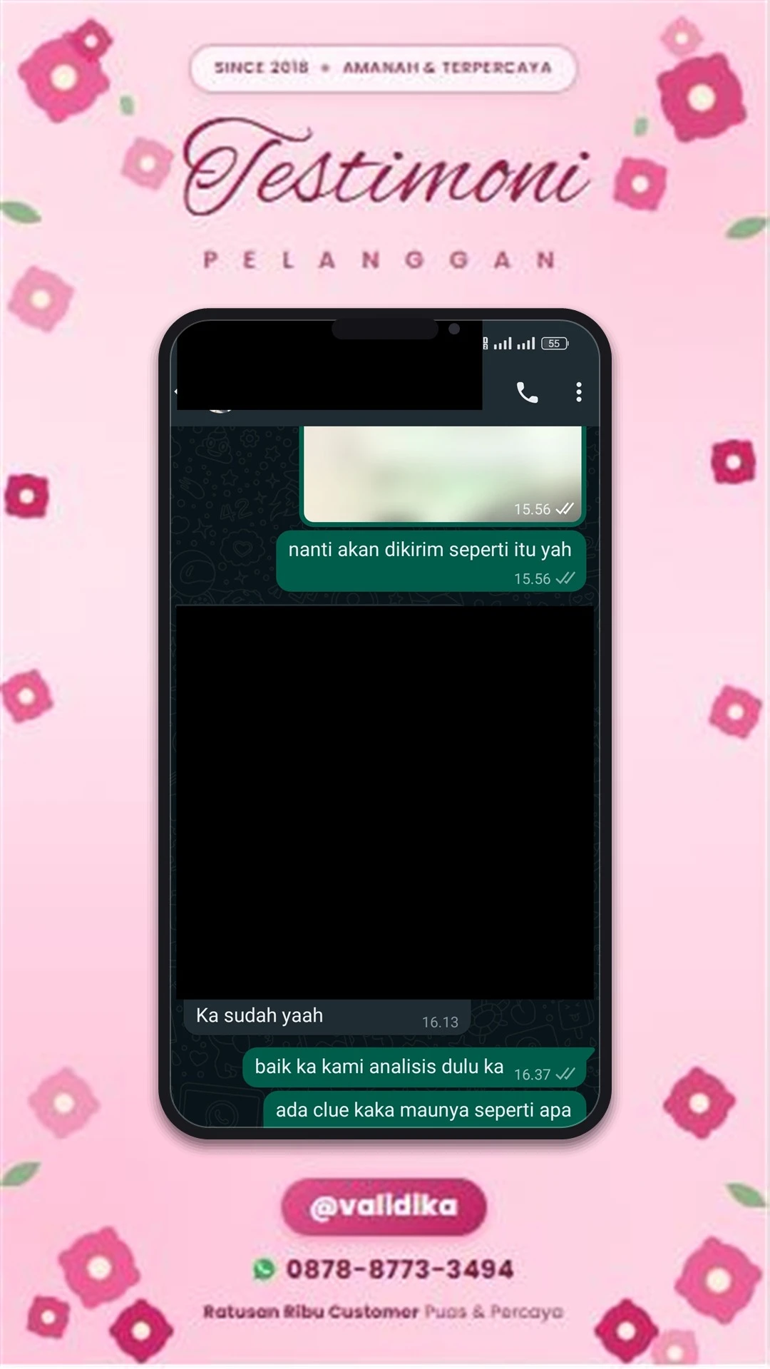Bukti testimoni pelanggan