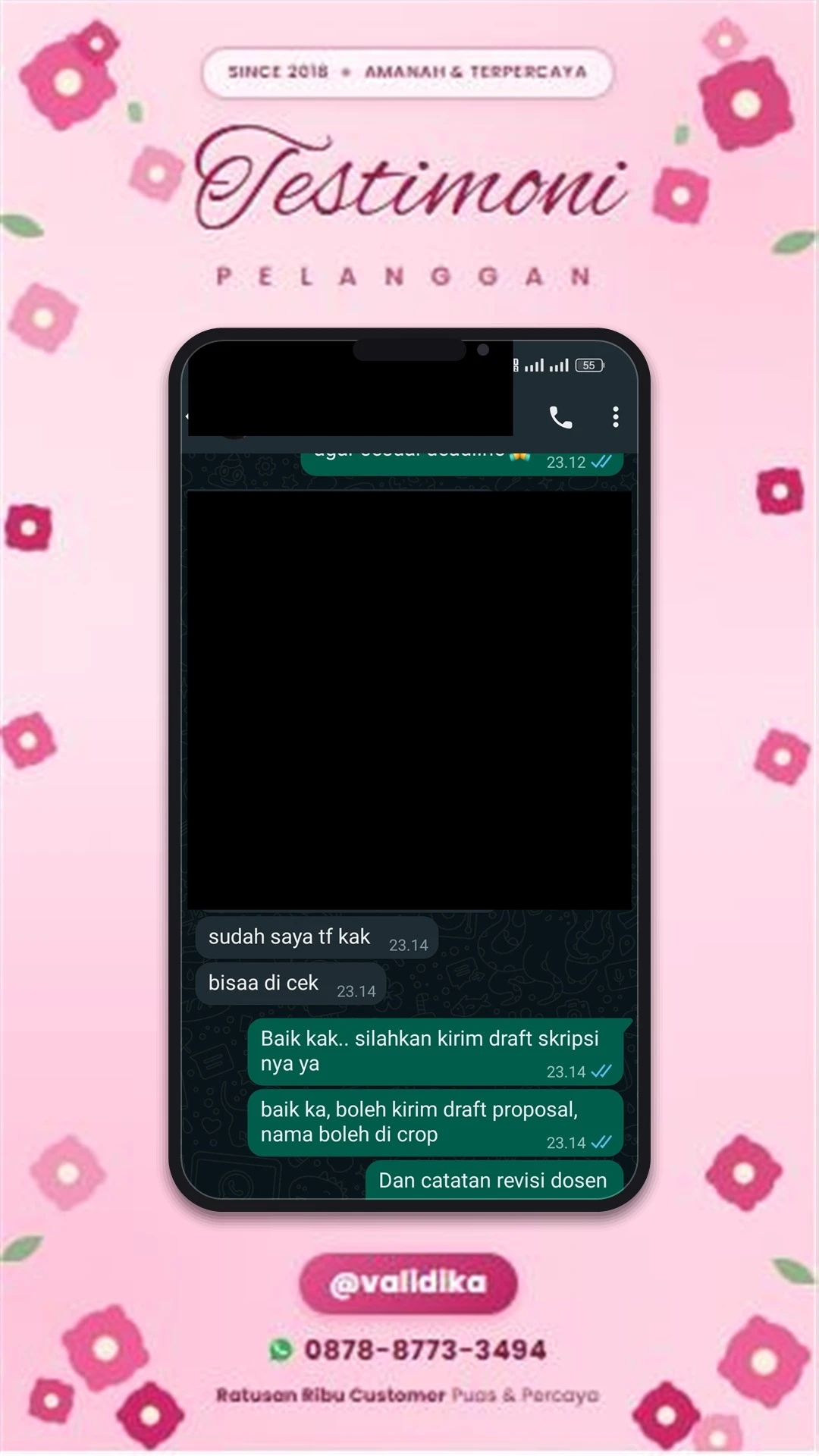 Bukti testimoni pelanggan