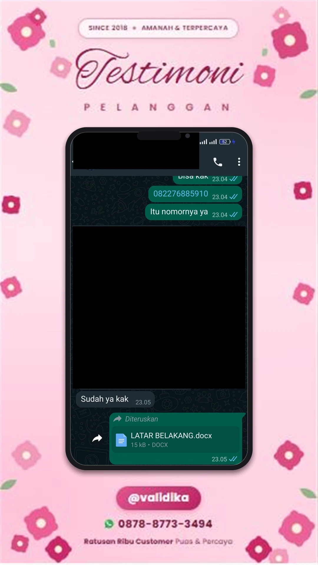 Bukti testimoni pelanggan