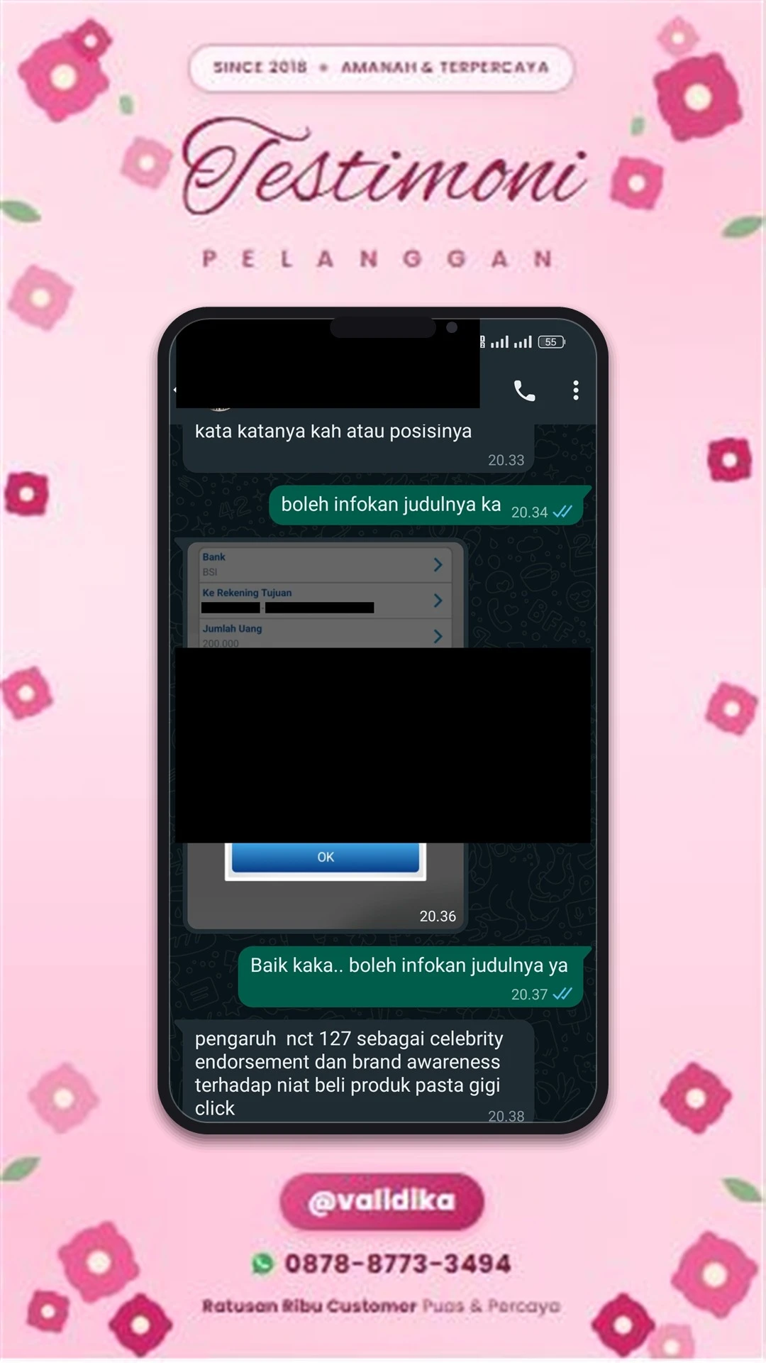 Bukti testimoni pelanggan