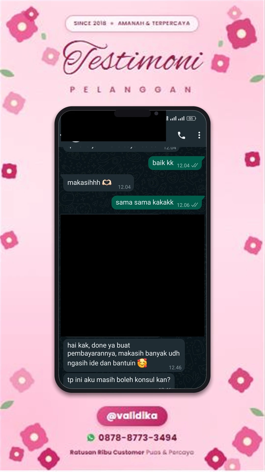 Bukti testimoni pelanggan