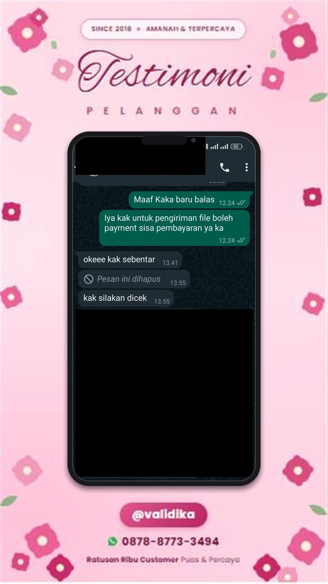 Bukti testimoni pelanggan