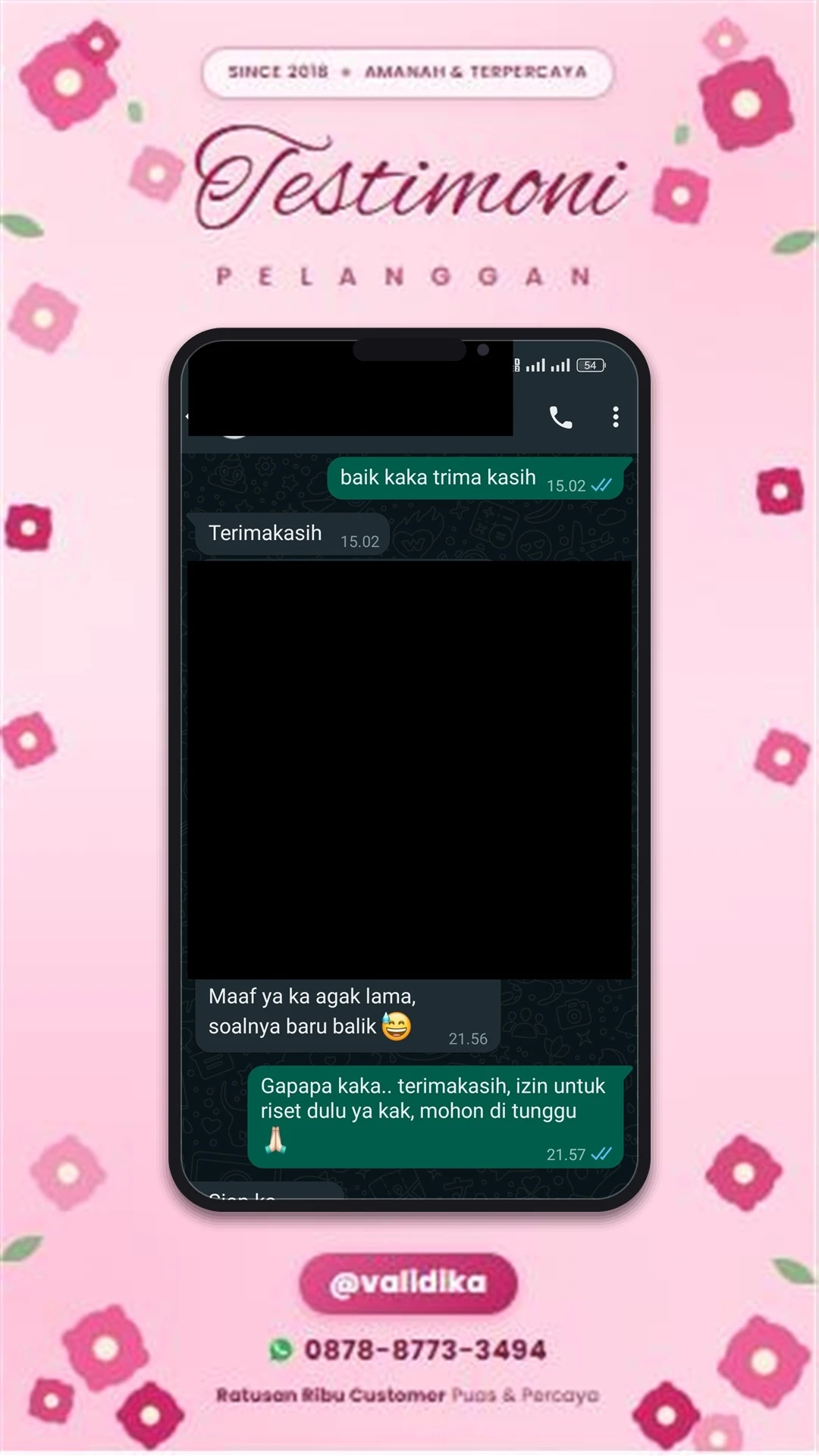 Bukti testimoni pelanggan