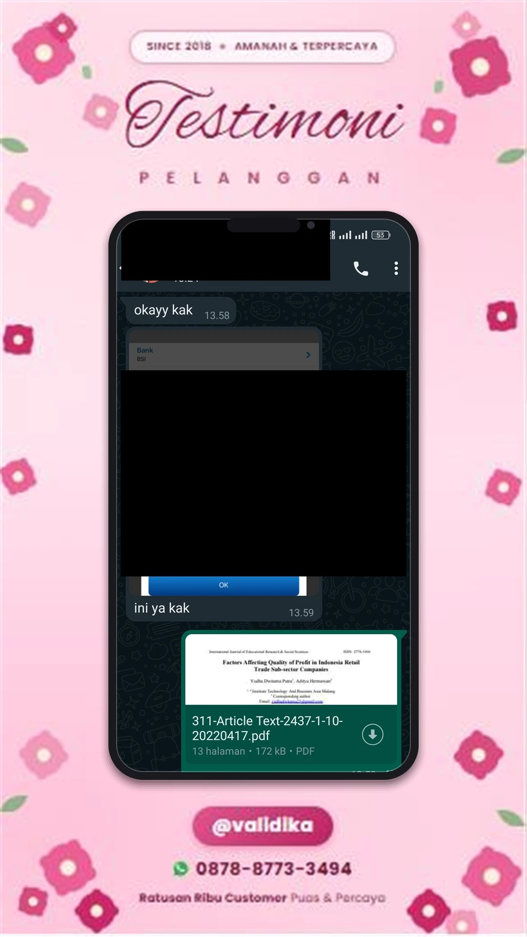 Bukti testimoni pelanggan