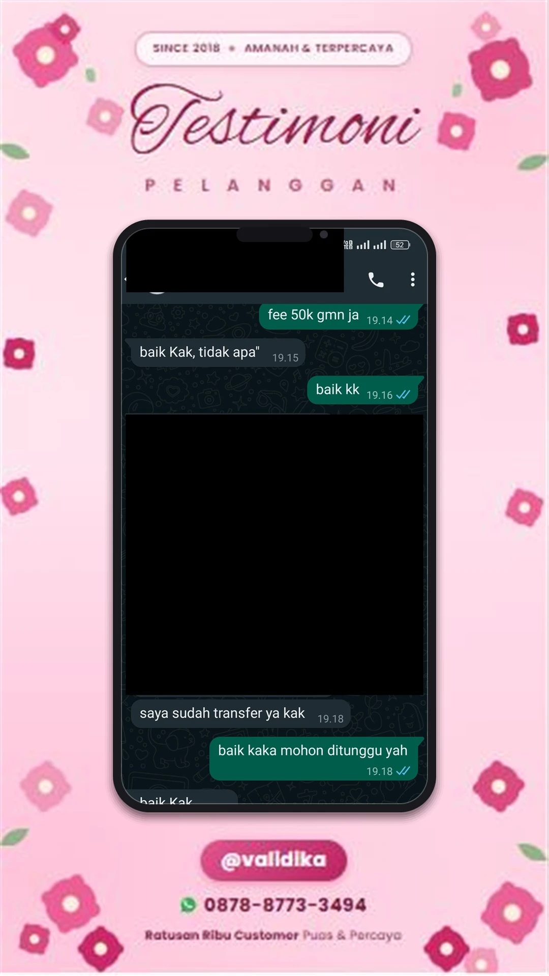 Bukti testimoni pelanggan