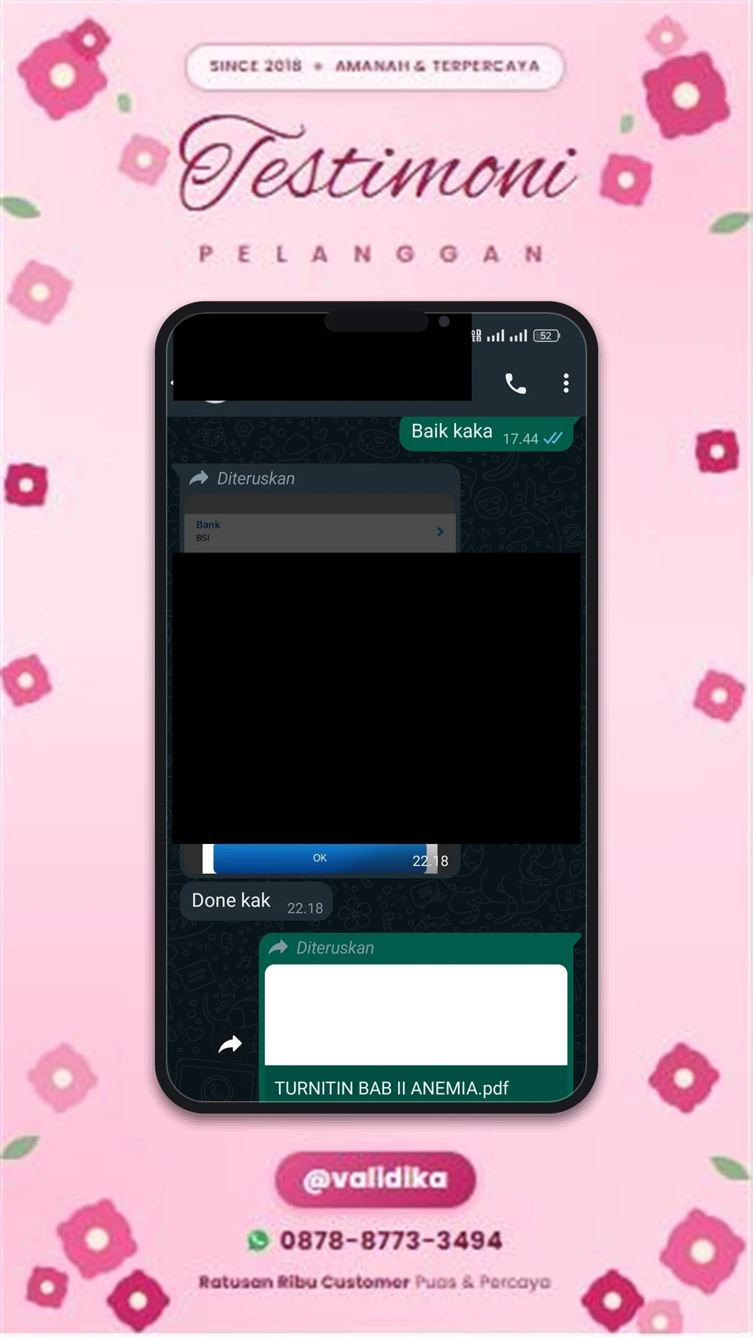 Bukti testimoni pelanggan