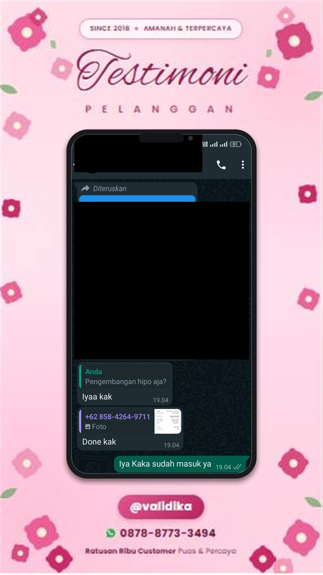 Bukti testimoni pelanggan