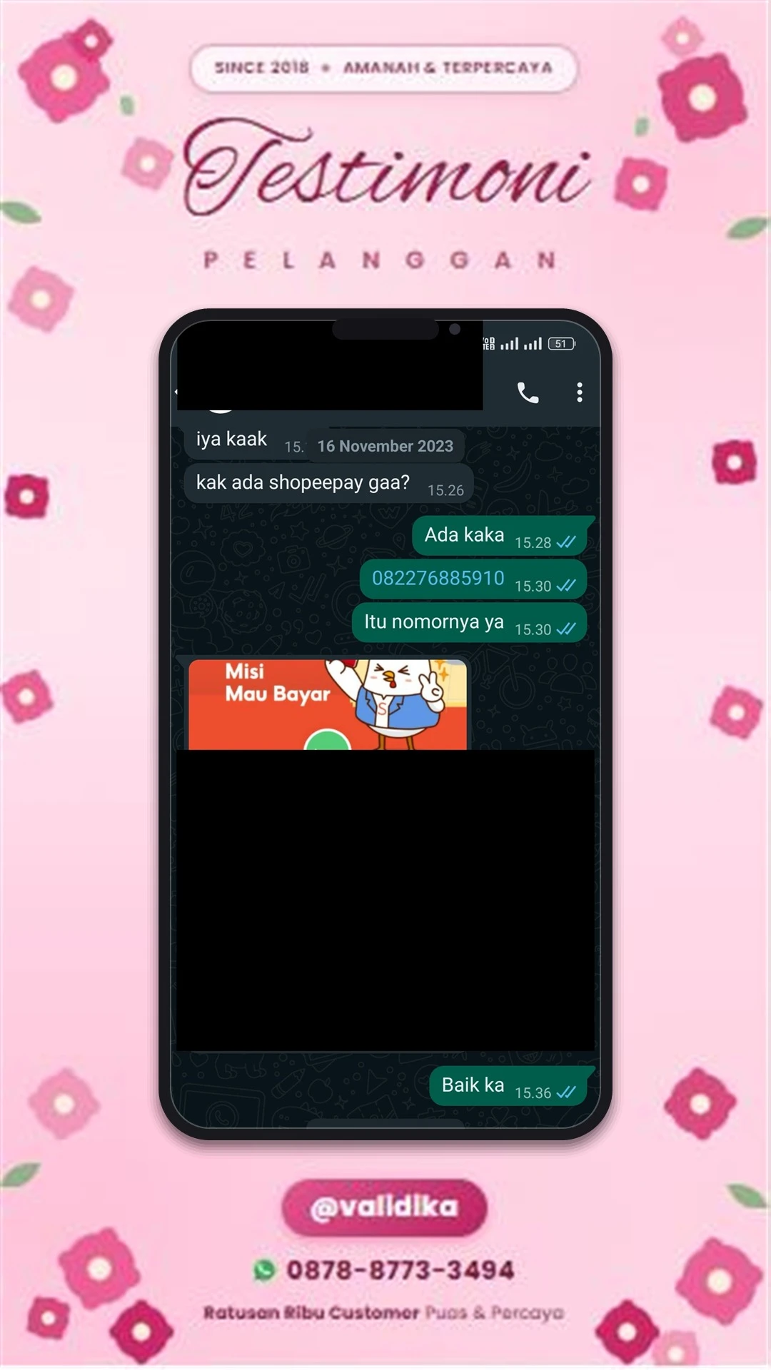 Bukti testimoni pelanggan