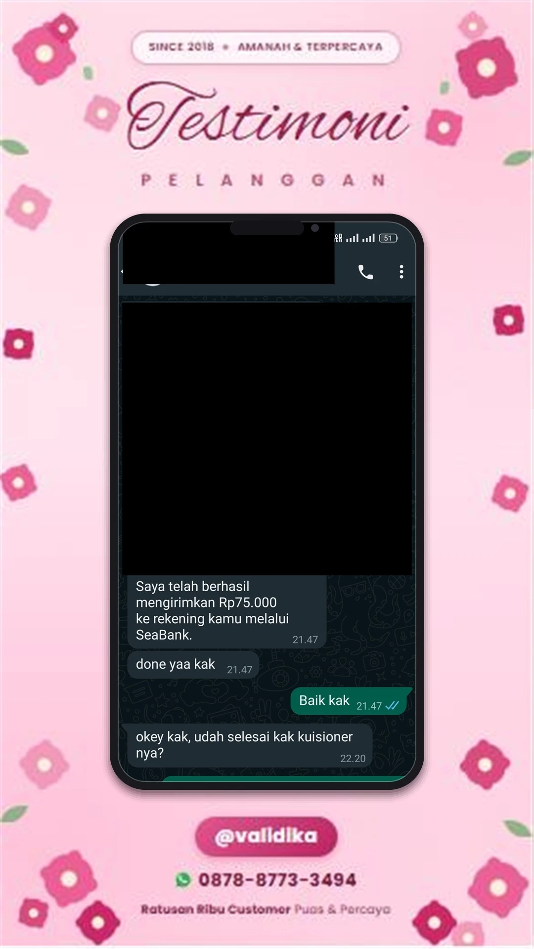 Bukti testimoni pelanggan