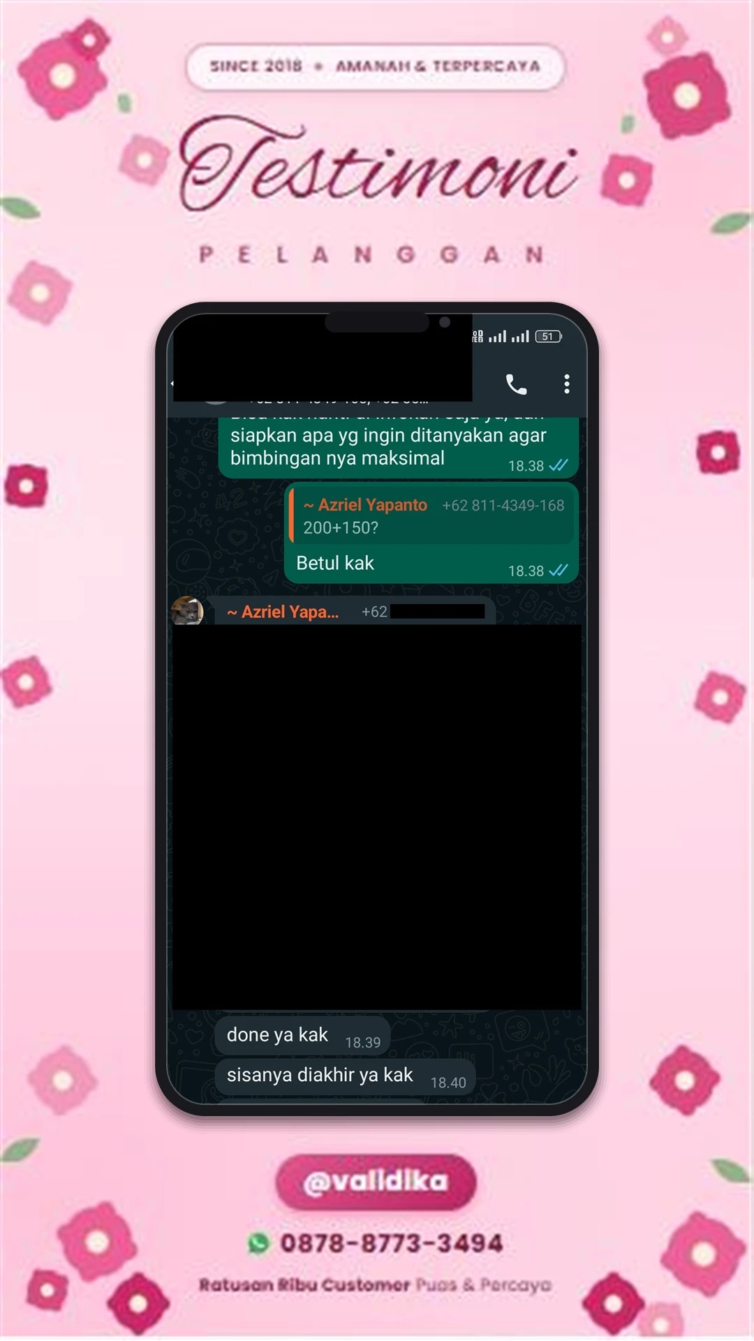 Bukti testimoni pelanggan