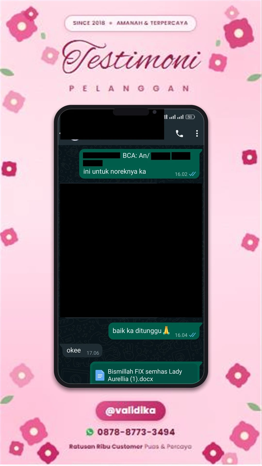 Bukti testimoni pelanggan