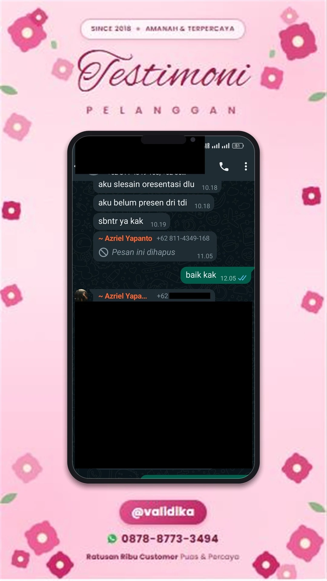 Bukti testimoni pelanggan