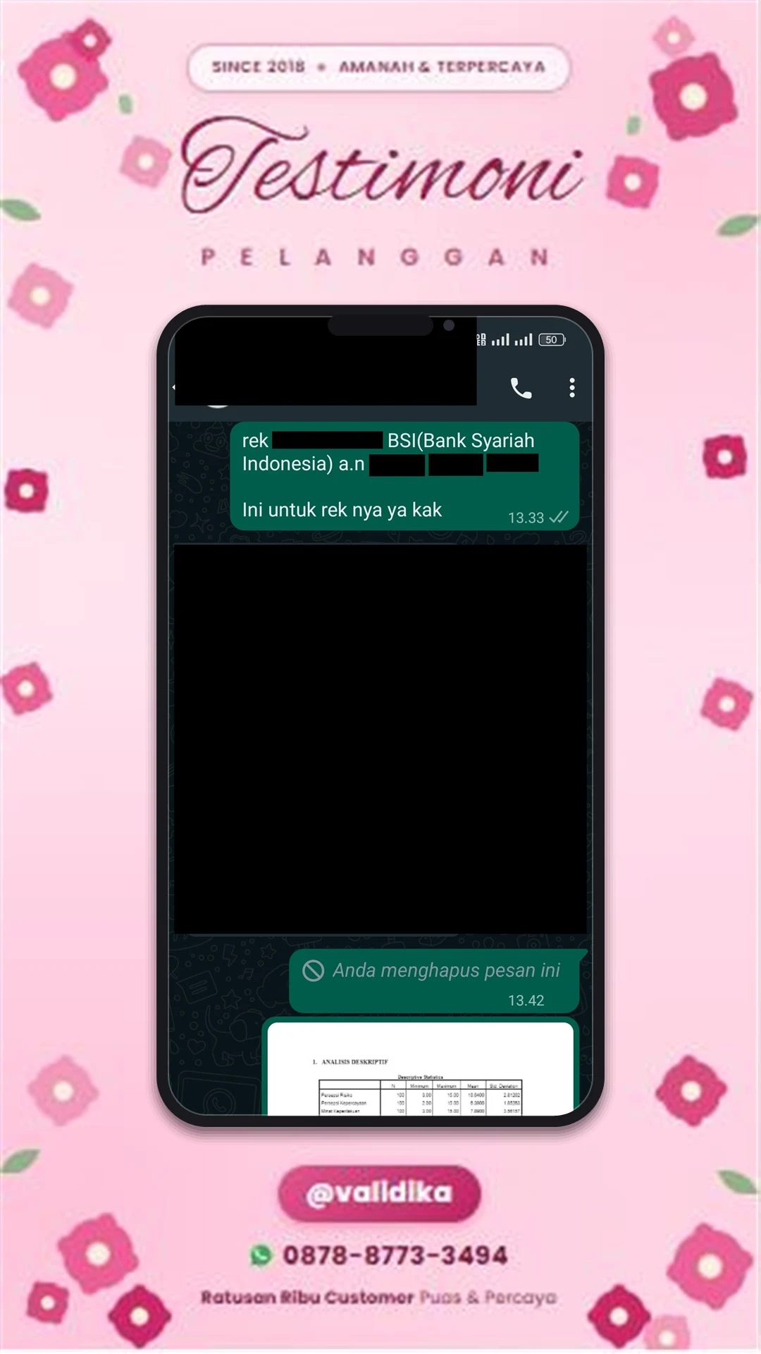 Bukti testimoni pelanggan