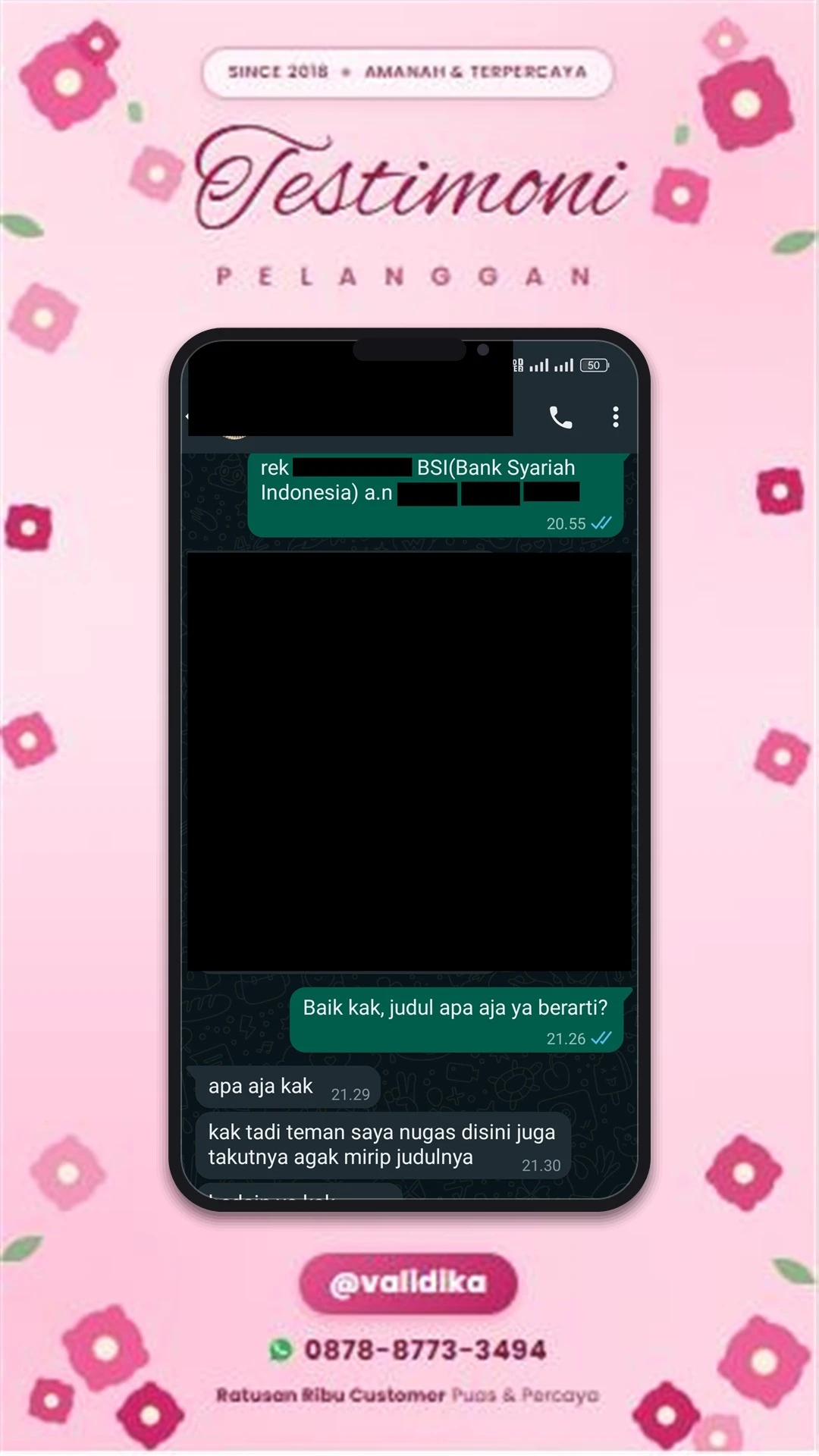 Bukti testimoni pelanggan