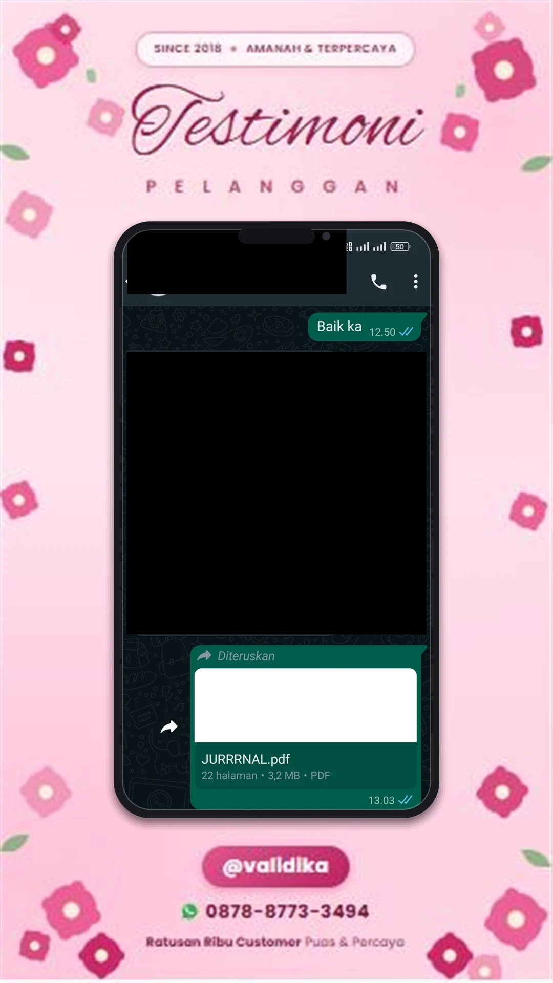 Bukti testimoni pelanggan