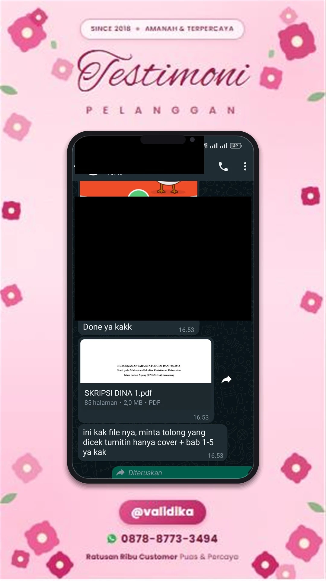Bukti testimoni pelanggan