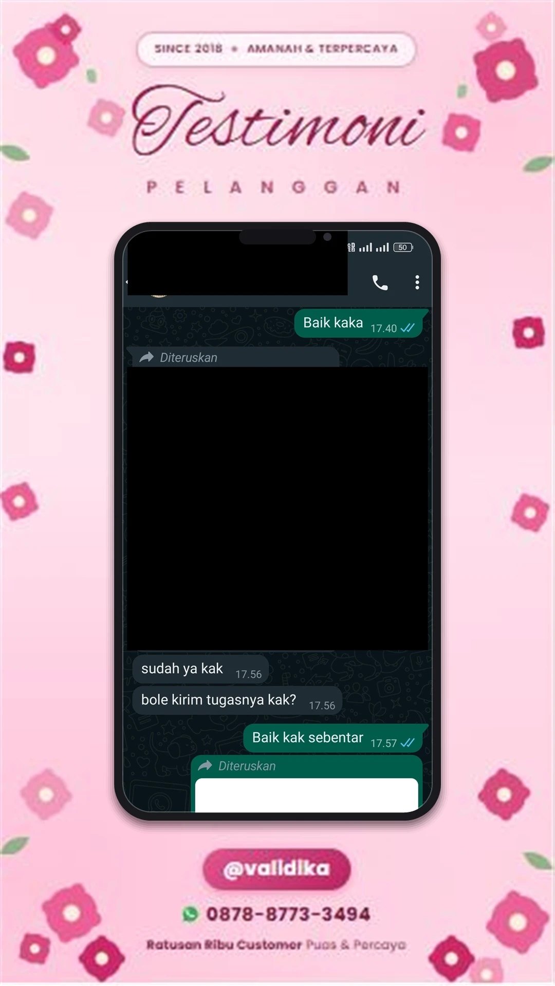 Bukti testimoni pelanggan