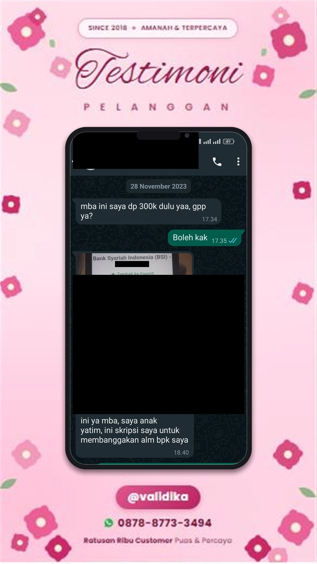 Bukti testimoni pelanggan